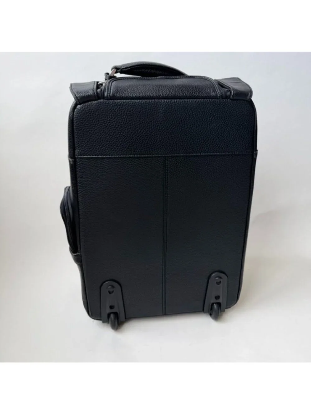Brooks Brothers Rolling Weekend Carry-On Leather Suitcase Black